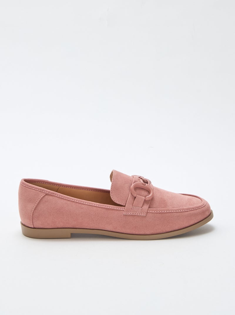 Faux-Suede Loafers with Decorative Jewel Detail Pink - Kiabi