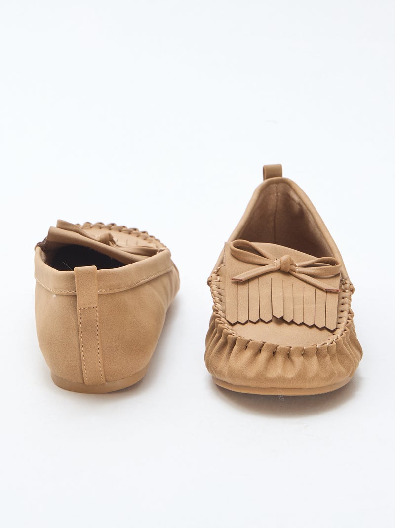 Faux Suede Moccasins with Fringe Beige - Kiabi