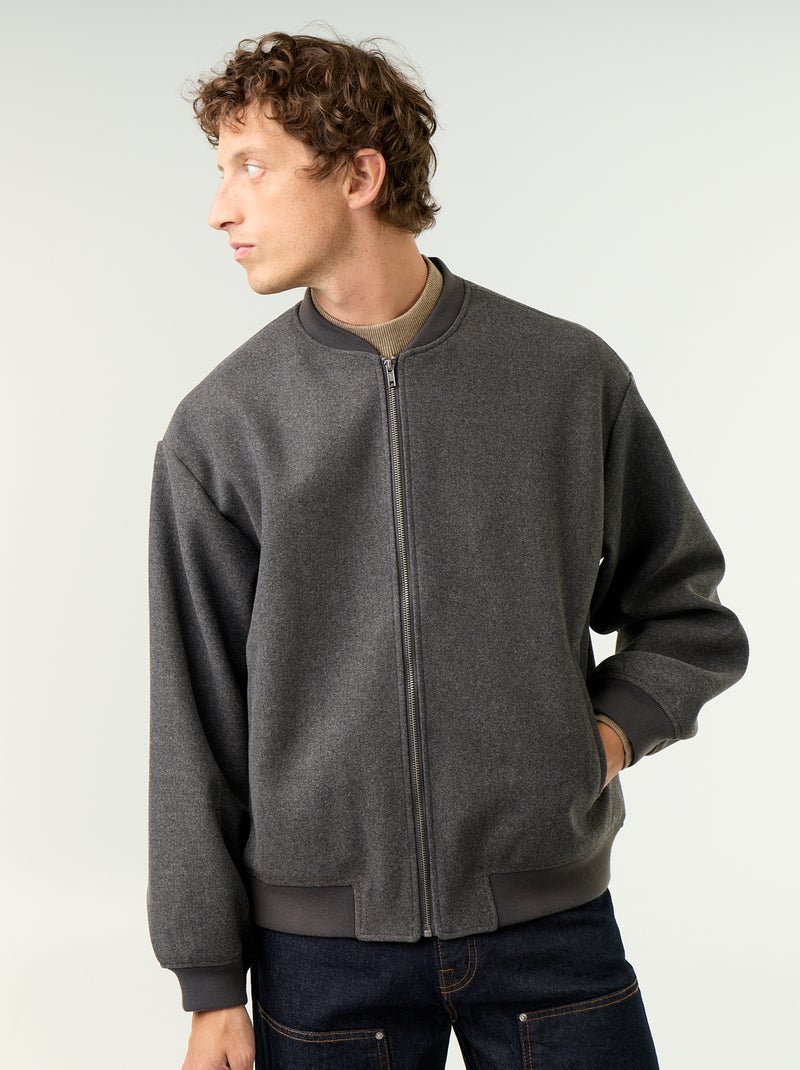 Faux Wool Jacket Grey - Kiabi