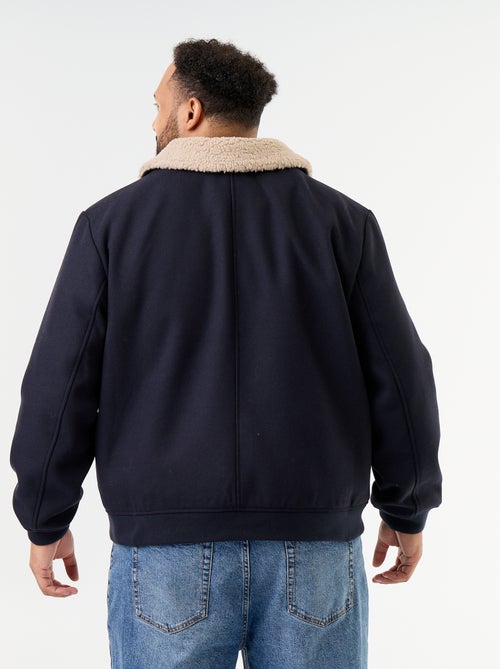 Faux Wool Jacket with Sheepskin-Effect Collar - Kiabi