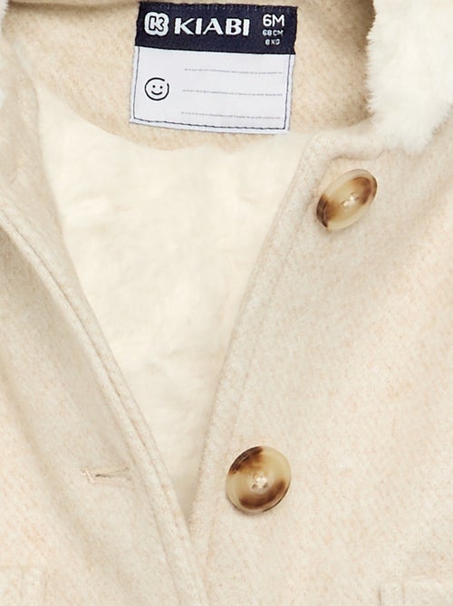 Faux Wool-Look Coat with Faux Fur Lining - Kiabi