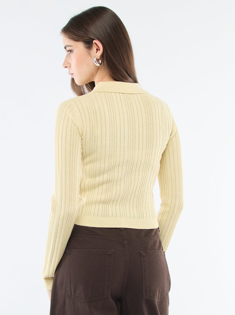 Feiner Cardigan mit Polokragen GELB - Kiabi