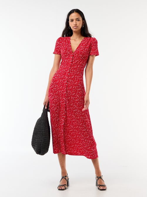 Feines langes Kleid mit Allover-Blumenprint - Kiabi