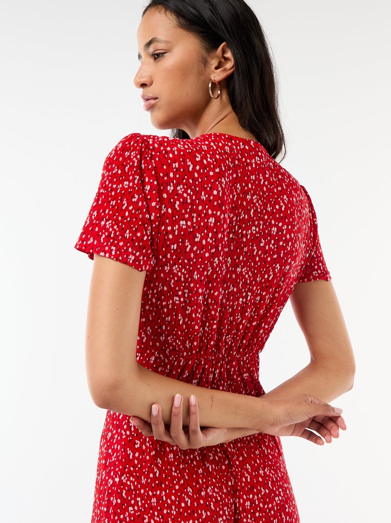 Feines langes Kleid mit Allover-Blumenprint Rot - Kiabi