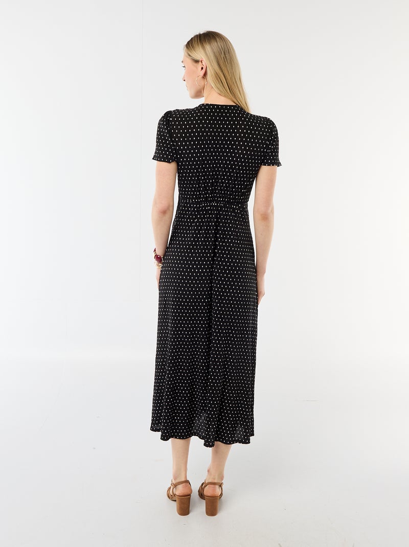 Feines langes Kleid mit Allover-Blumenprint Schwarz - Kiabi
