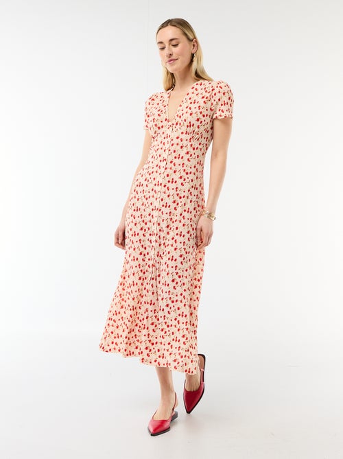 Feines langes Kleid mit Allover-Blumenprint - Kiabi
