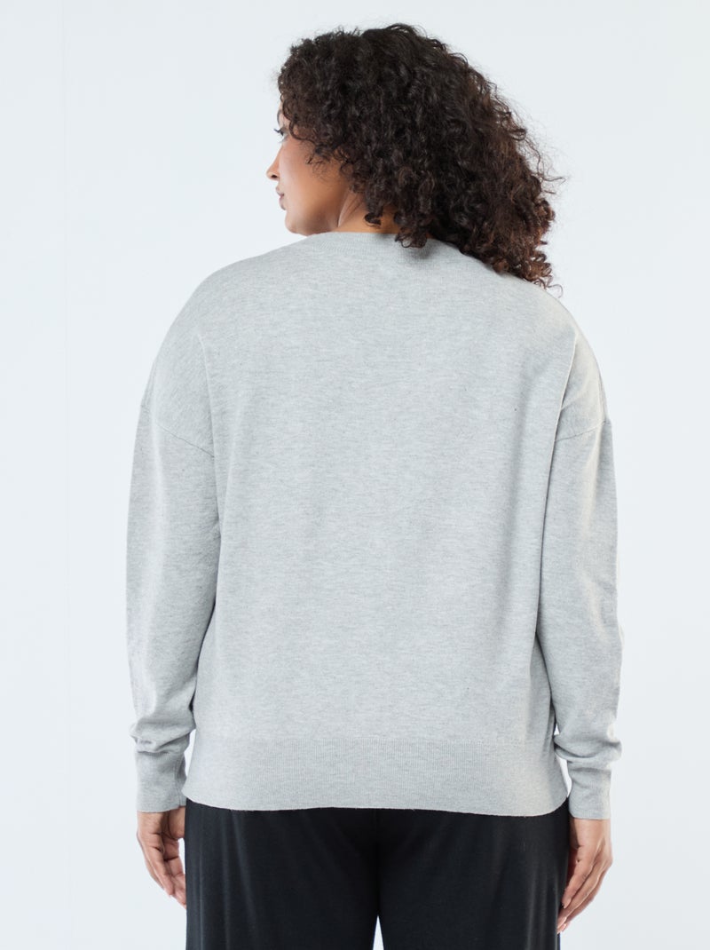 Feinstrick-Cardigan mit Knopfverschluss Grau - Kiabi