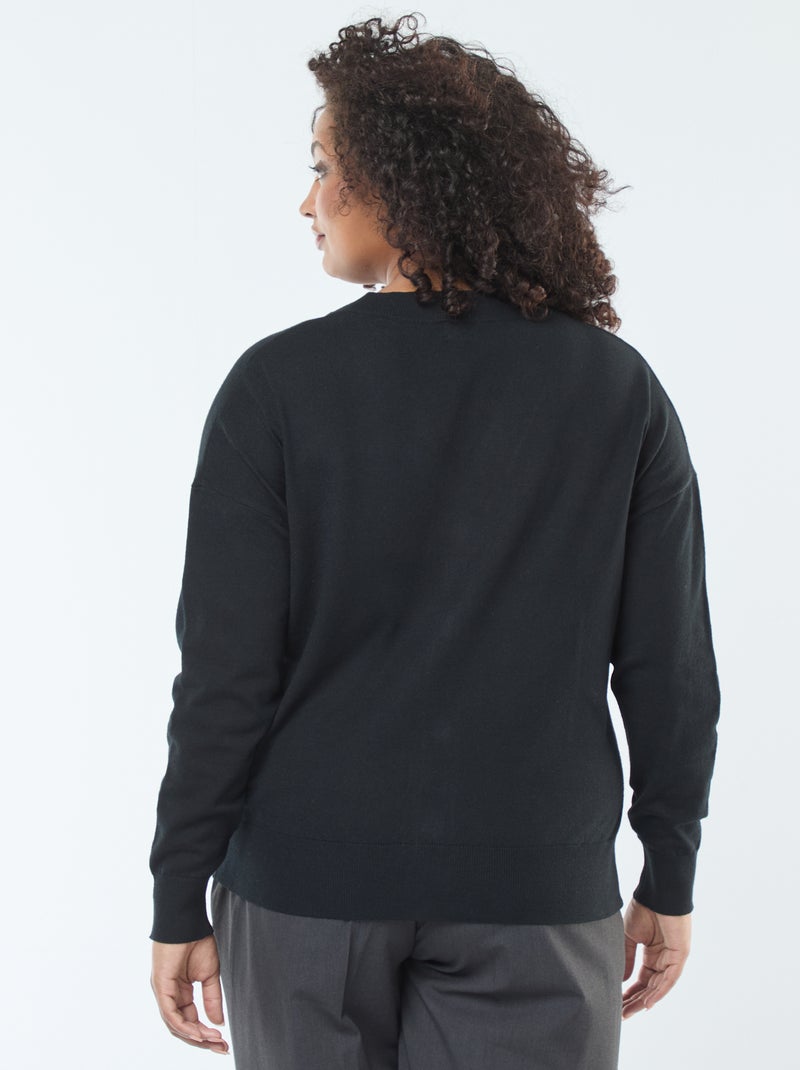 Feinstrick-Cardigan mit Knopfverschluss Schwarz - Kiabi