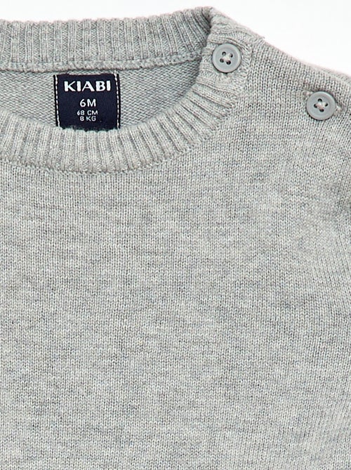 Feinstrick-Pullover mit geknöpftem Ausschnitt - Kiabi