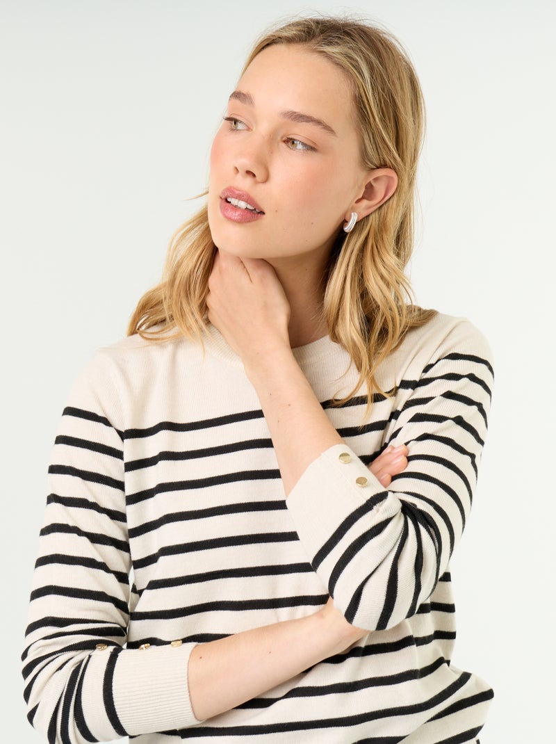 Feinstrick-Pullover mit Rundhals Beige - Kiabi