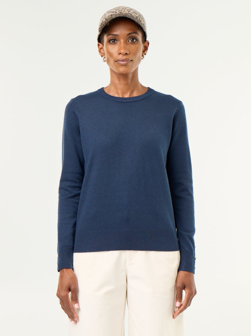 Feinstrick-Pullover mit Rundhals Bleu - Kiabi