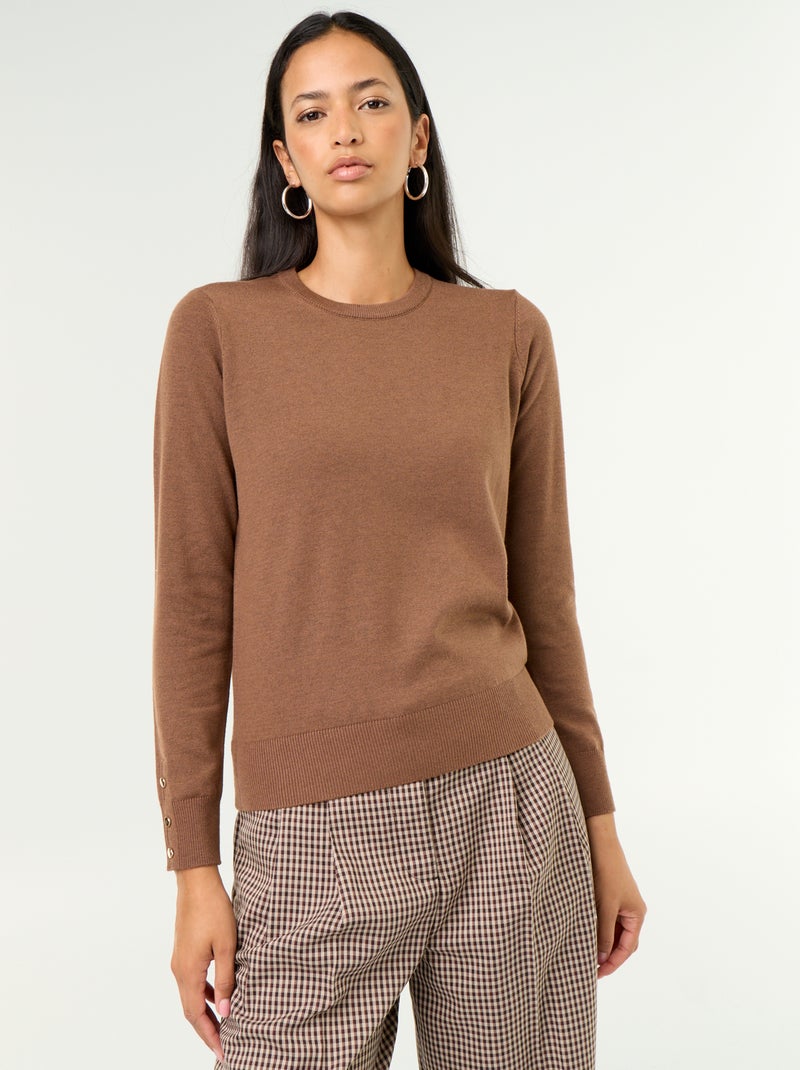 Feinstrick-Pullover mit Rundhals Marron - Kiabi