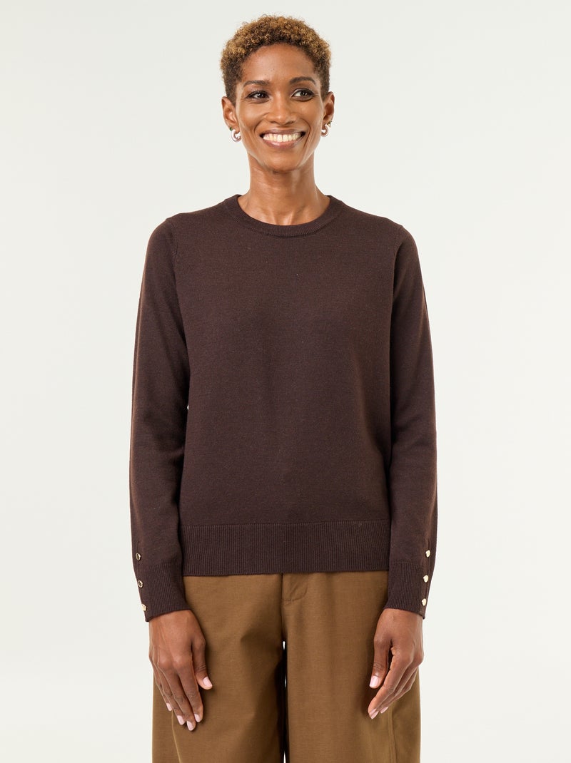 Feinstrick-Pullover mit Rundhals Marron - Kiabi