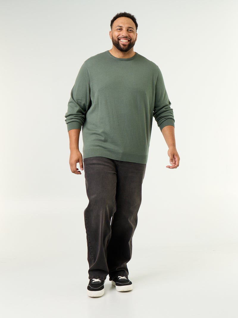 Feinstrick-Pullover mit Rundhals Vert - Kiabi