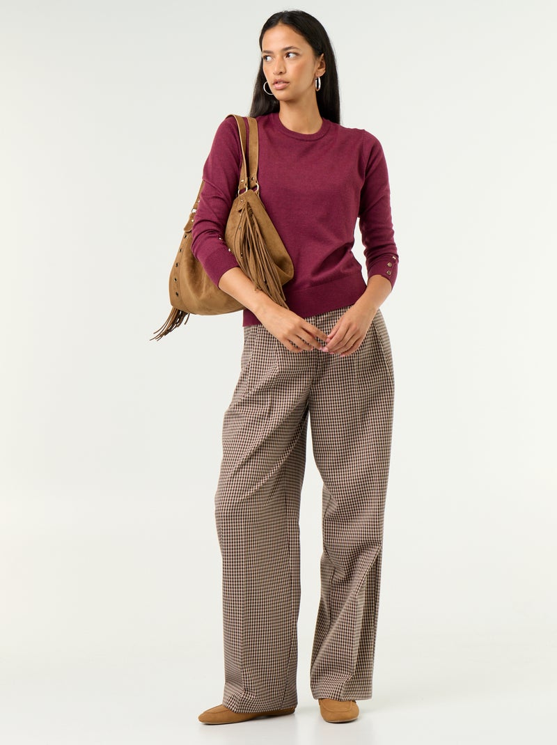 Feinstrick-Pullover mit Rundhals Violet - Kiabi