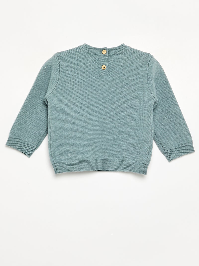 Feinstrick-Pullover mit Tier-Stickereien Blau - Kiabi