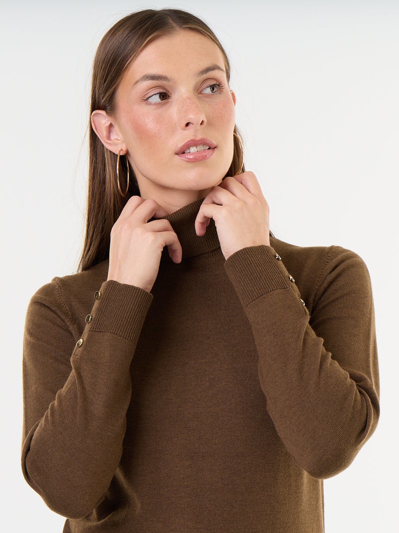 Feinstrick-Rollkragenpullover Marron - Kiabi