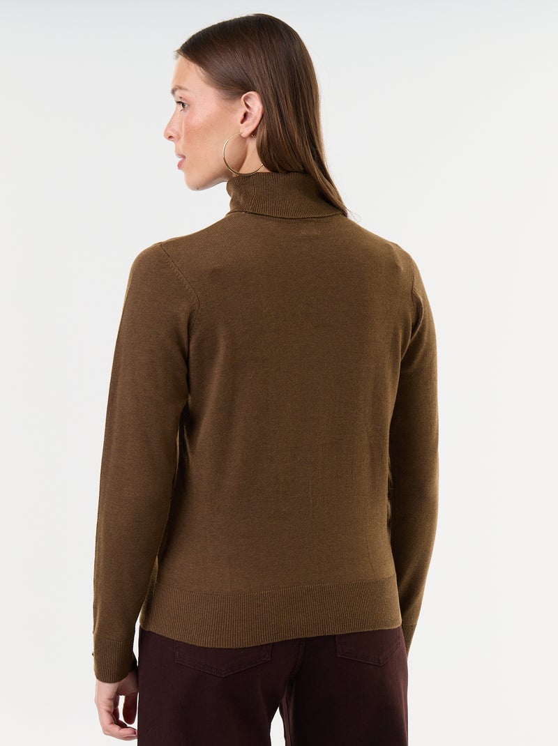 Feinstrick-Rollkragenpullover Marron - Kiabi