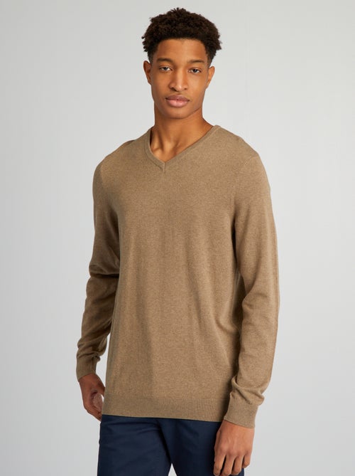 Feinstrickpullover mit V-Ausschnitt für Herren über 1m90 - Kiabi