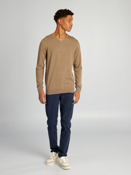 Feinstrickpullover mit V-Ausschnitt für Herren über 1m90 - Kiabi