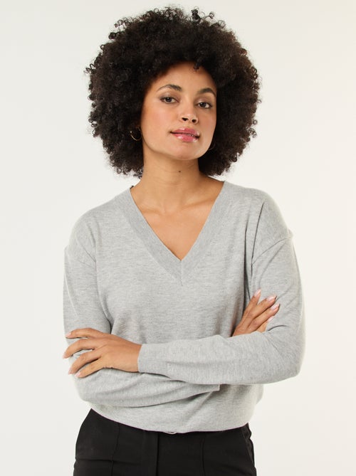 Feinstrickpullover mit V-Ausschnitt - Kiabi