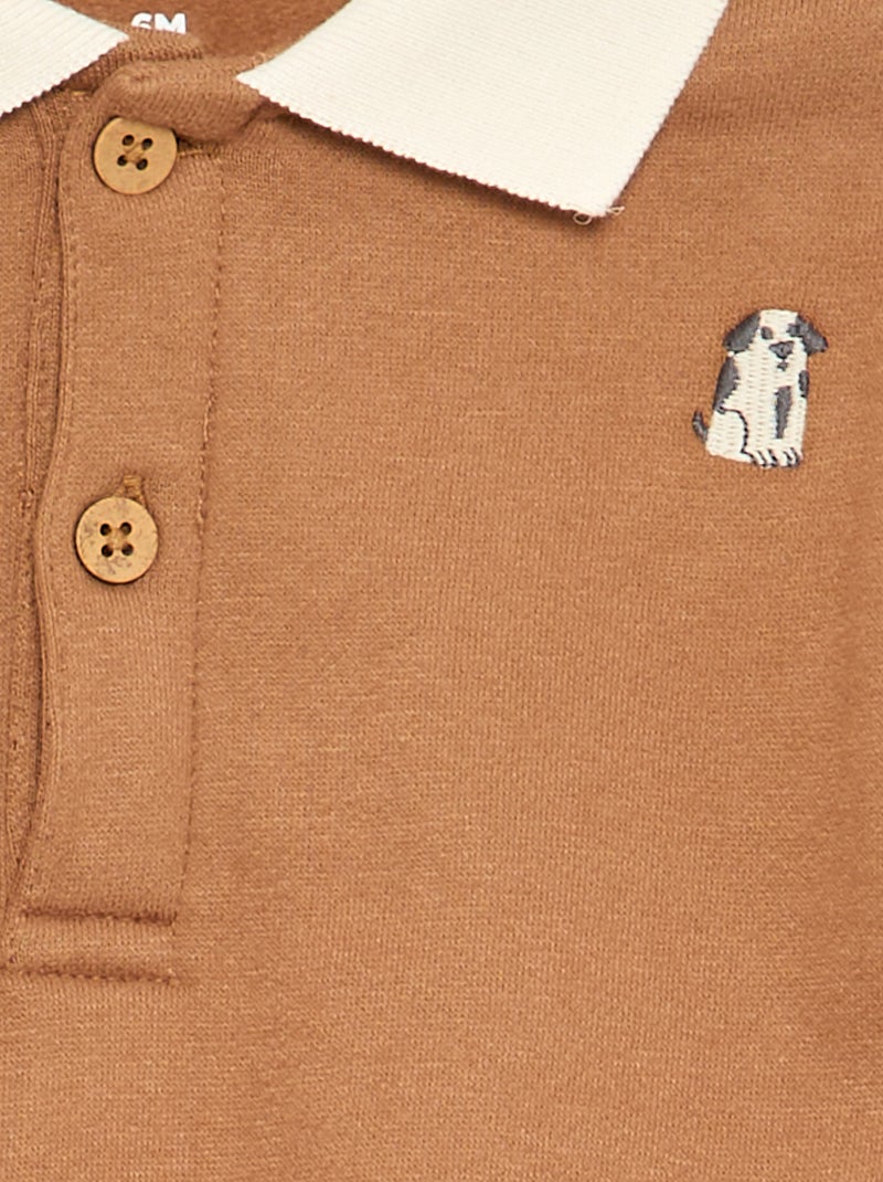 Felpa a maniche lunghe con colletto polo Marrone - Kiabi