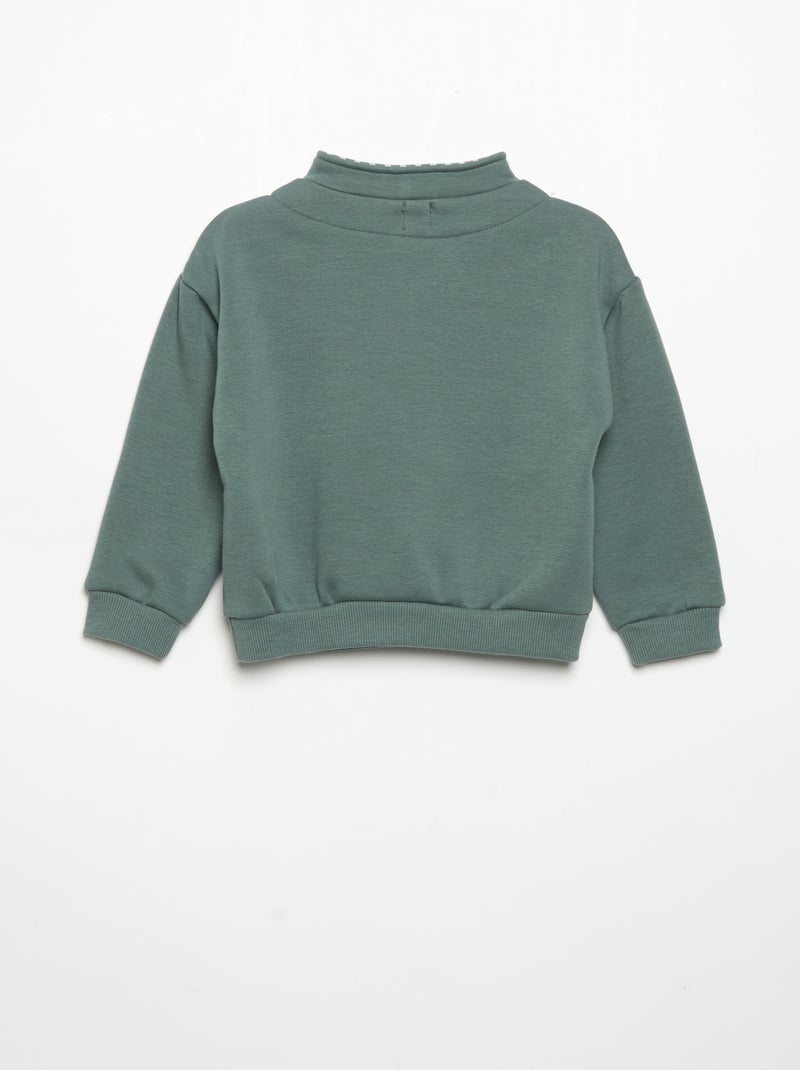 Felpa a maniche lunghe con collo a zip Verde - Kiabi