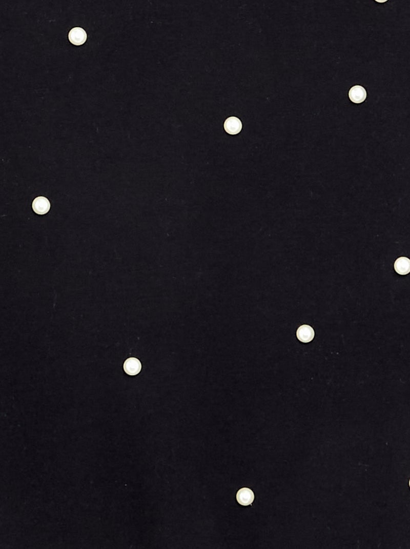 Felpa a maniche lunghe con perle Nero - Kiabi