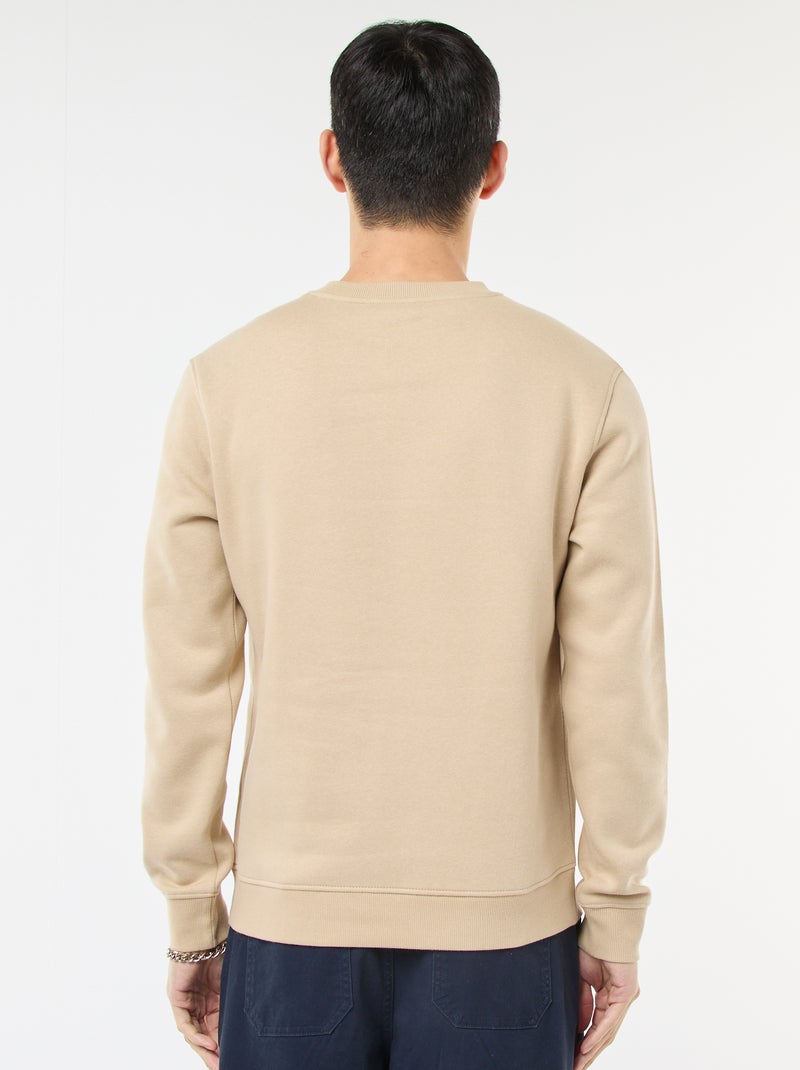 Felpa basic girocollo in felpa garzata Beige - Kiabi