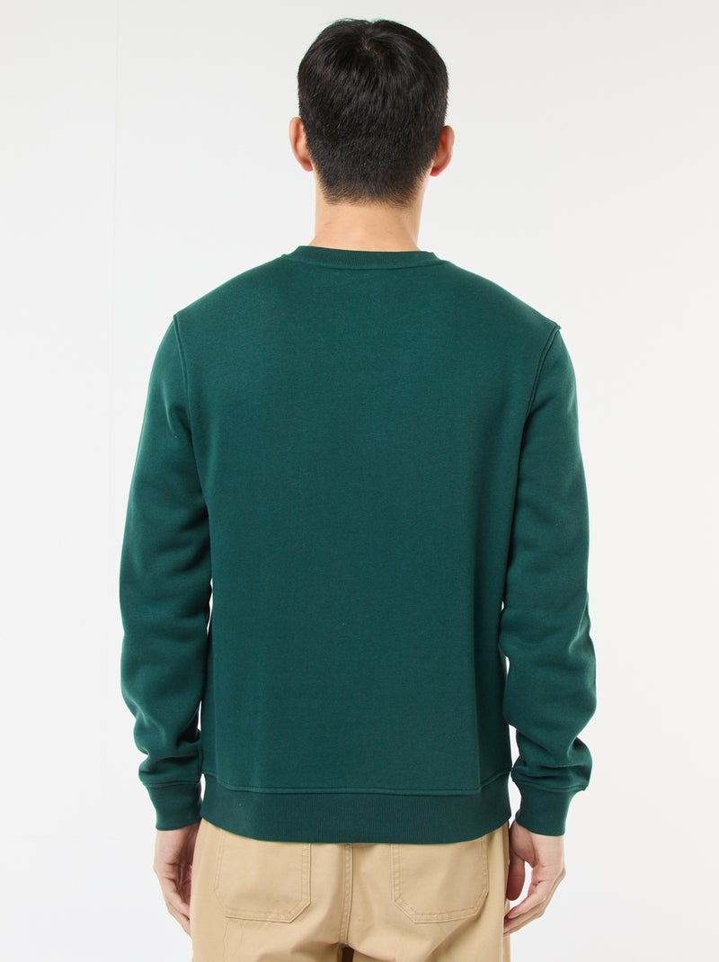 Felpa basic girocollo in felpa garzata Verde - Kiabi