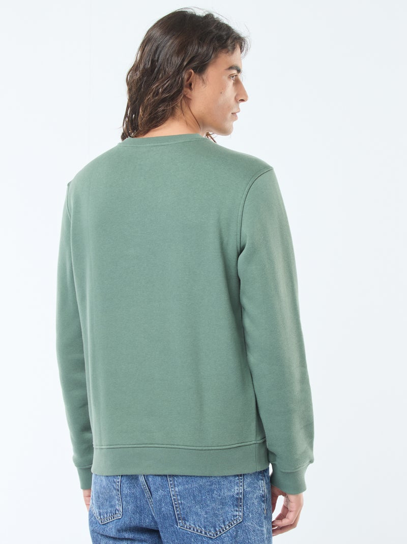 Felpa basic girocollo in felpa garzata Verde - Kiabi