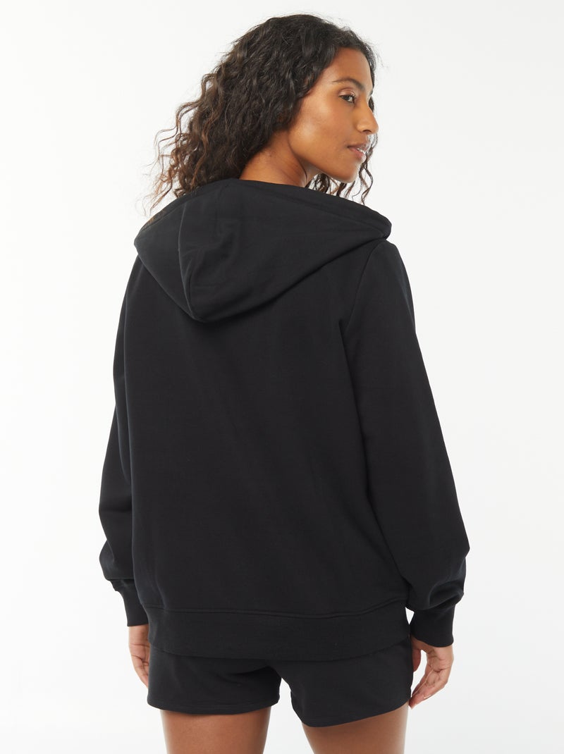 Felpa basica con cappuccio e zip nero - Kiabi