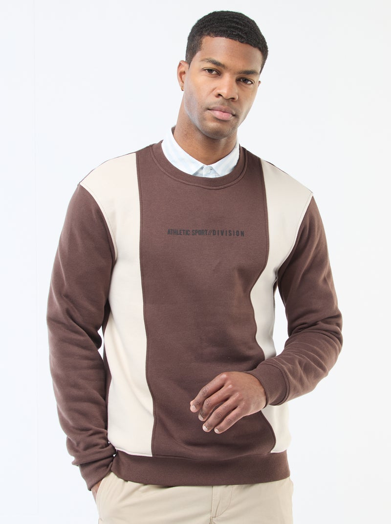 Felpa colorblock stile sportswear Marrone - Kiabi