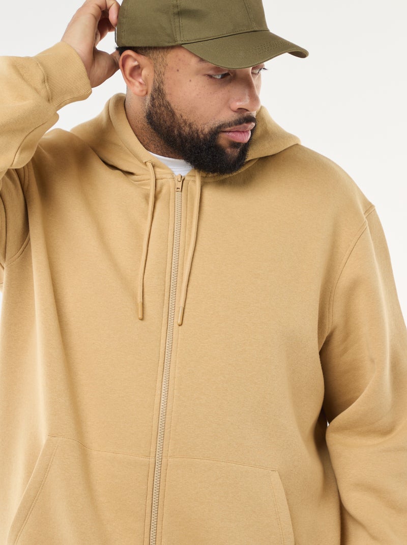 Felpa con cappuccio à Apertura con zip Beige - Kiabi