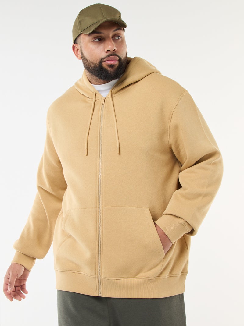 Felpa con cappuccio à Apertura con zip Beige - Kiabi