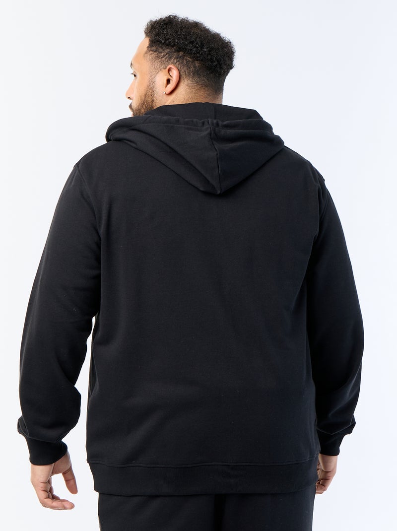 Felpa con cappuccio a tinta unita con zip Nero - Kiabi