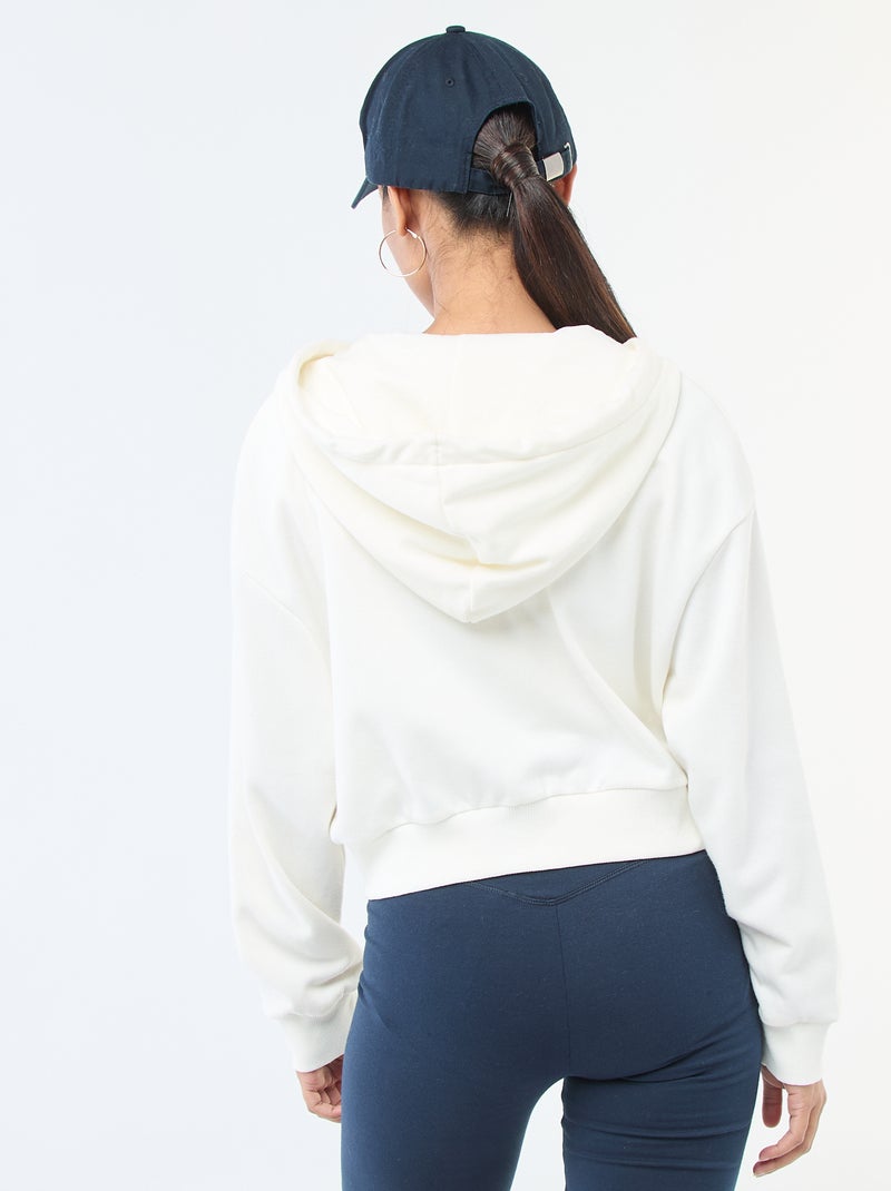 Felpa con cappuccio crop top Bianco - Kiabi