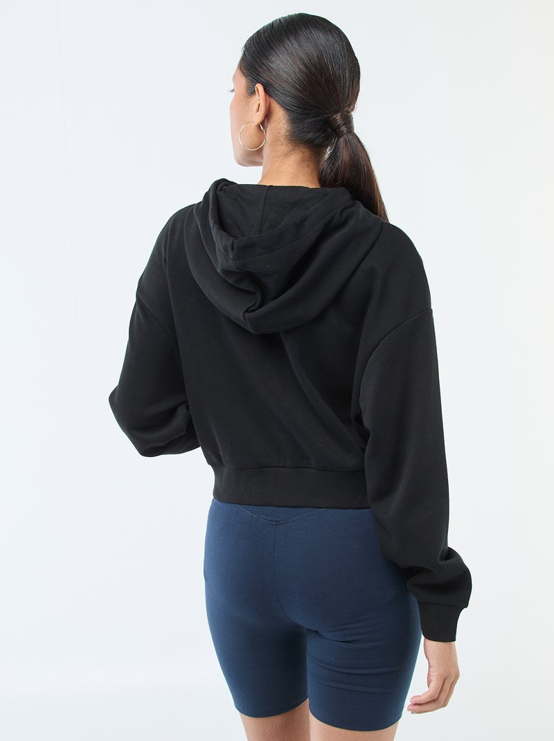 Felpa con cappuccio crop top Nero - Kiabi