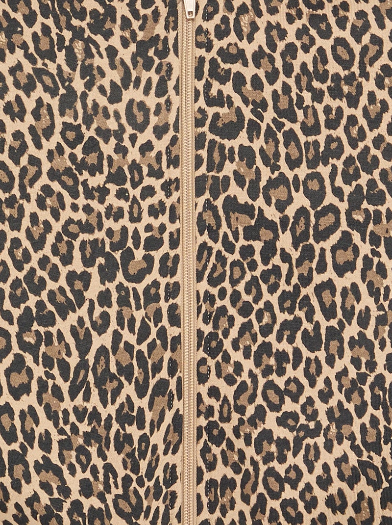 Felpa con cappuccio e zip con stampa all over Beige - Kiabi