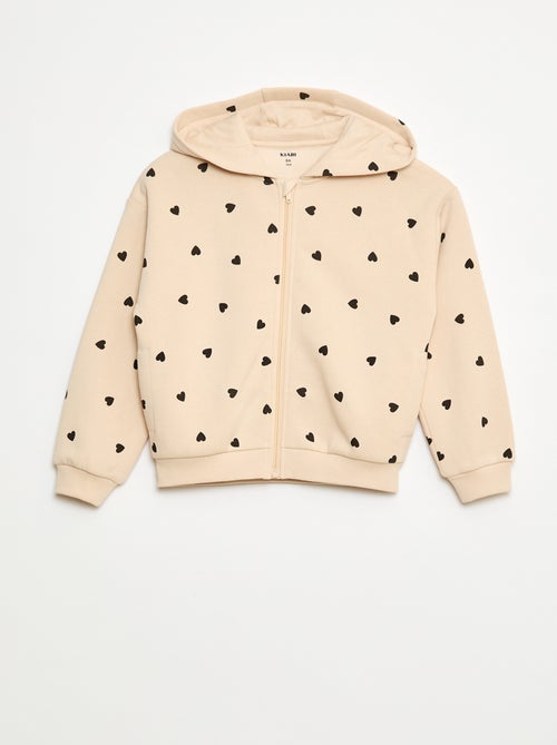 Felpa con cappuccio e zip con stampa all over - Kiabi