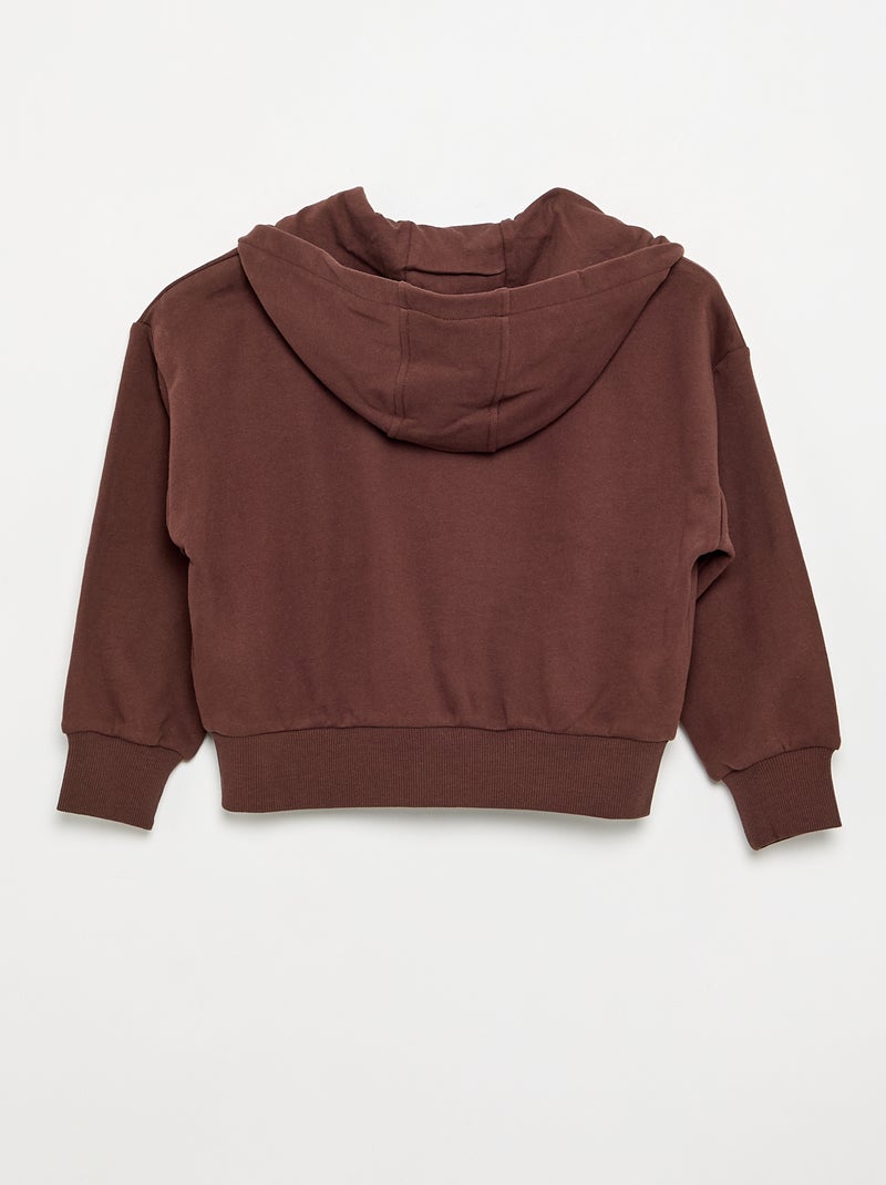 Felpa con cappuccio e zip Marrone - Kiabi