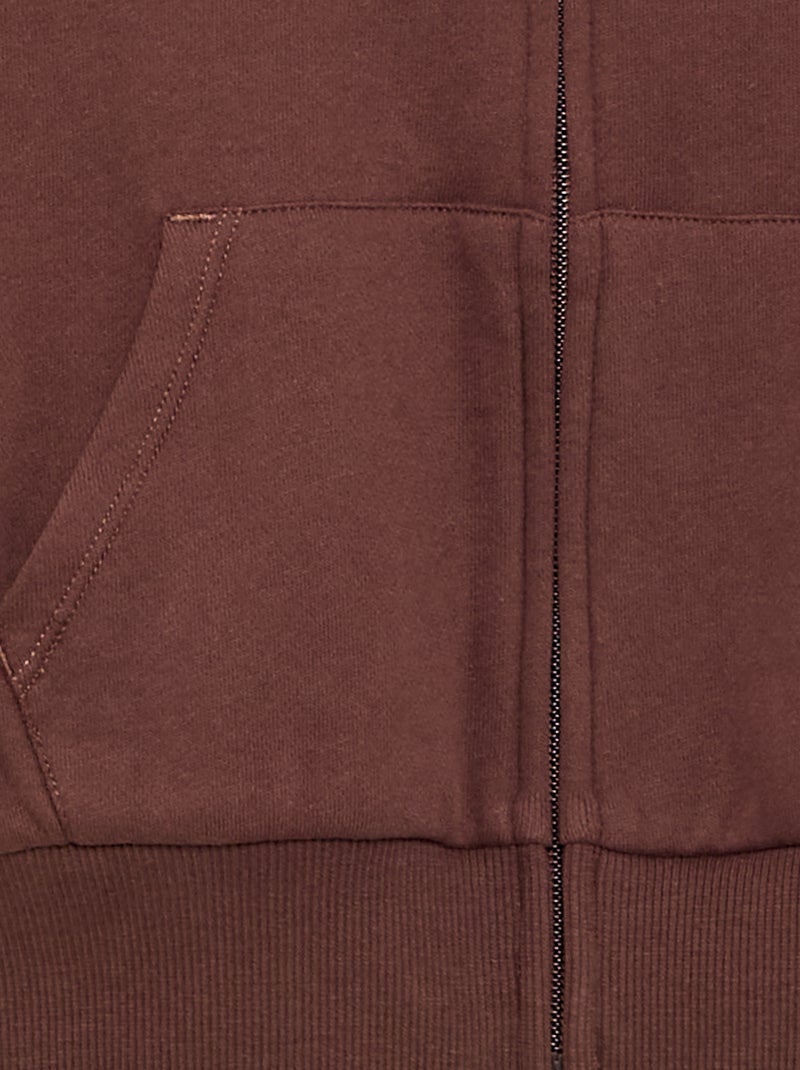 Felpa con cappuccio e zip Marrone - Kiabi