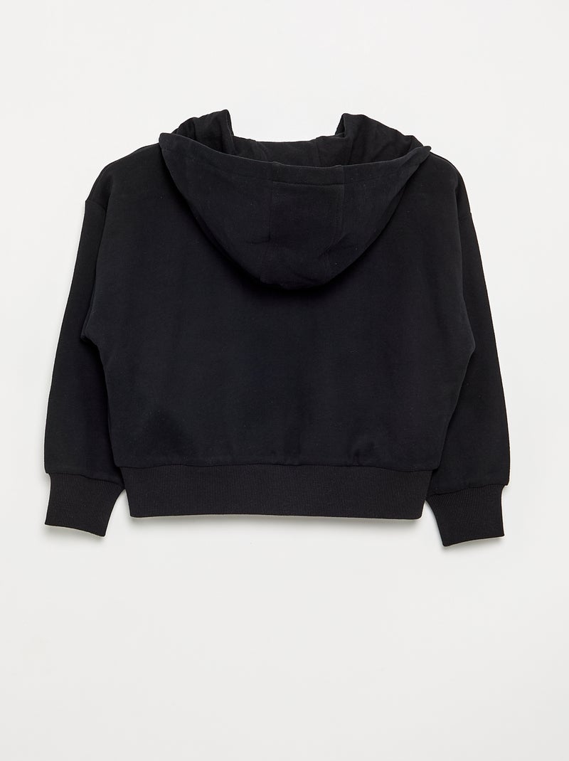 Felpa con cappuccio e zip Nero - Kiabi