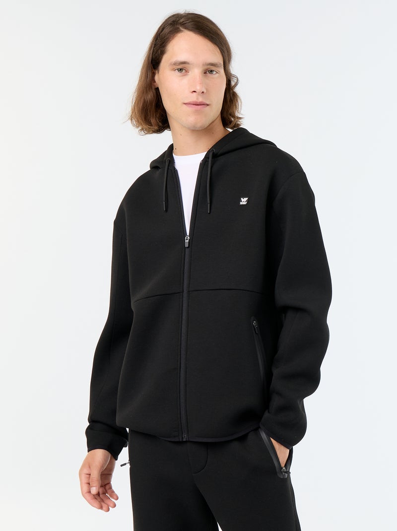 Felpa con cappuccio effetto neoprene Nero - Kiabi