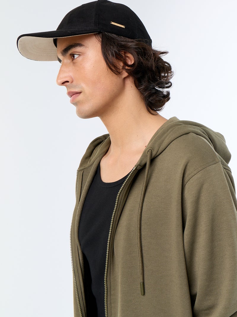 Felpa con cappuccio in French Terry Kaki - Kiabi