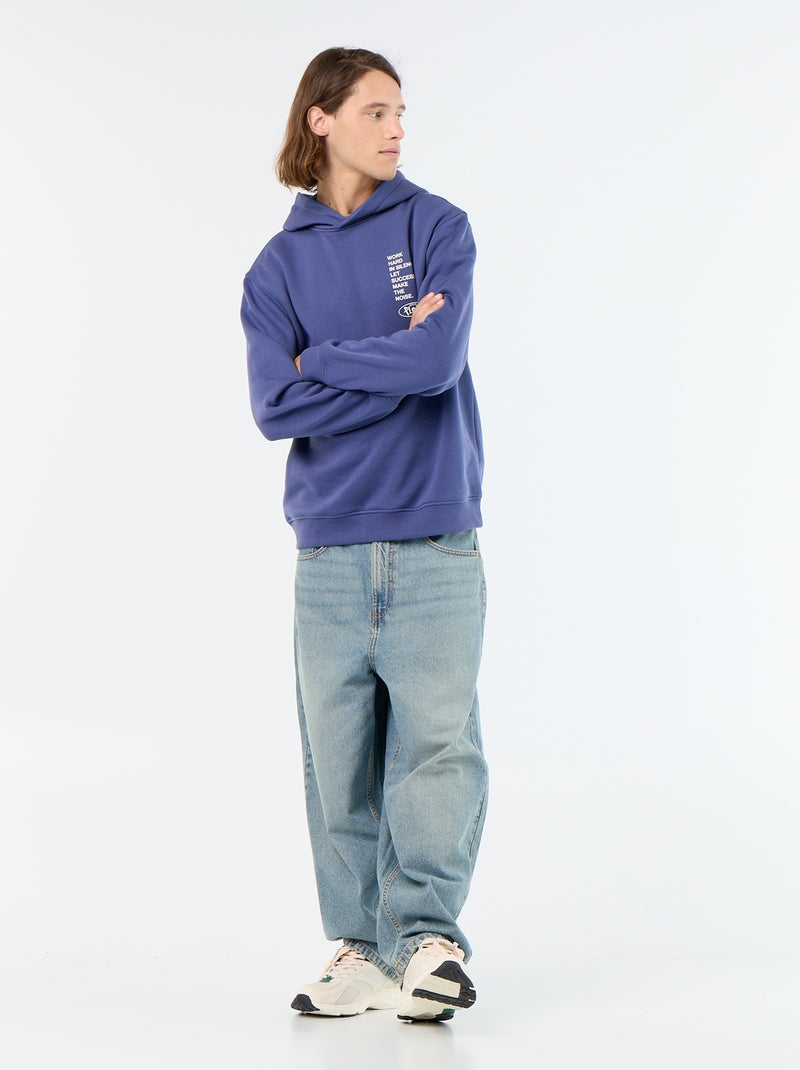 Felpa con cappuccio stampata in felpa garzata Blu - Kiabi