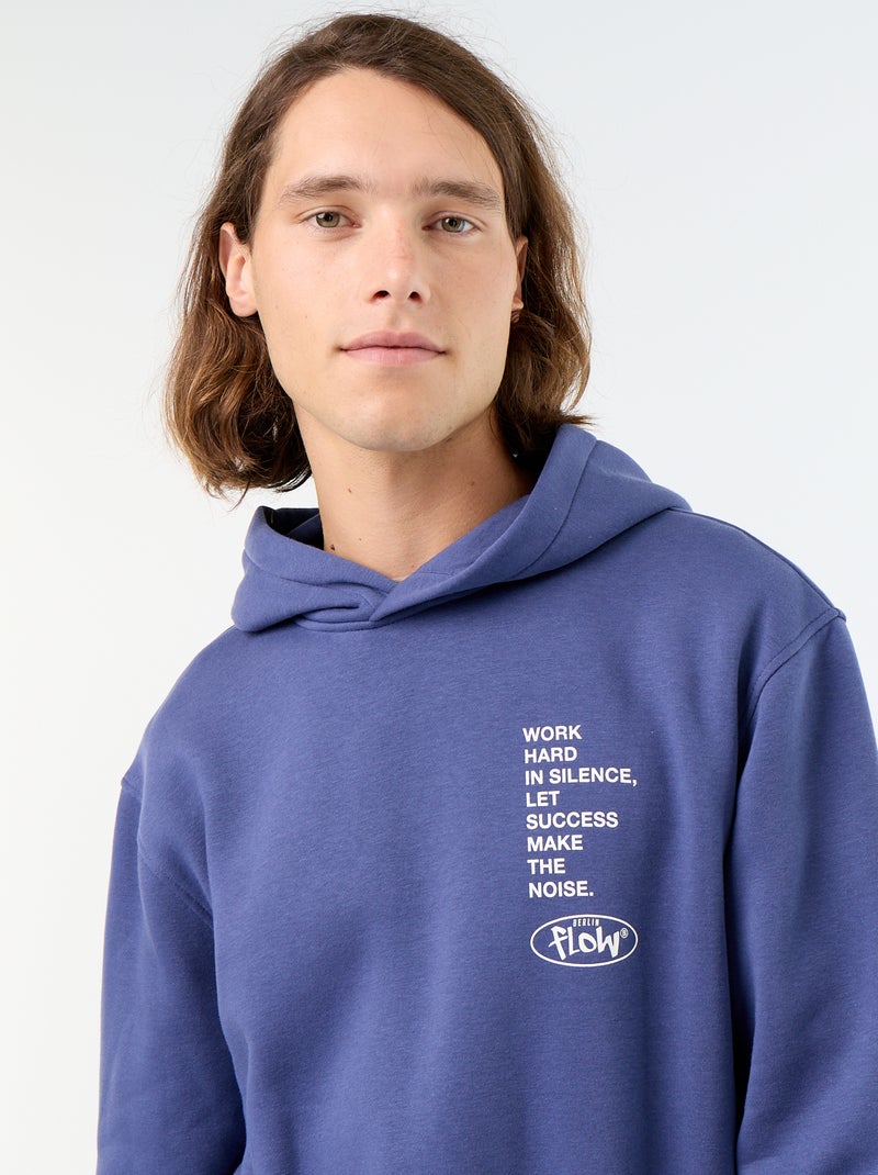 Felpa con cappuccio stampata in felpa garzata Blu - Kiabi
