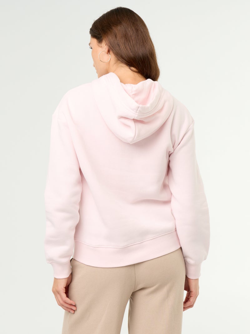 Felpa con cappuccio tinta unita e tasca a marsupio Rosa - Kiabi