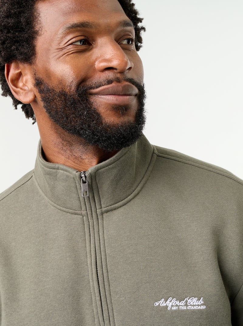 Felpa con collo a zip Verde - Kiabi