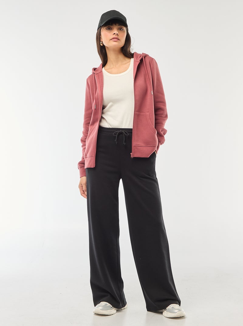 Felpa con zip e cappuccio basic Rosso - Kiabi